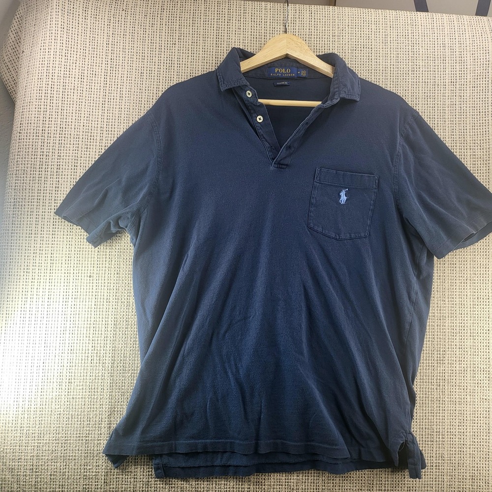 Polo Ralph Lauren Polo Shirt Mens Medium Blue Classic Fit Pony Logo Short Sleeve